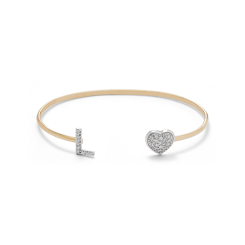 Diamond Initial Cuff Bracelet