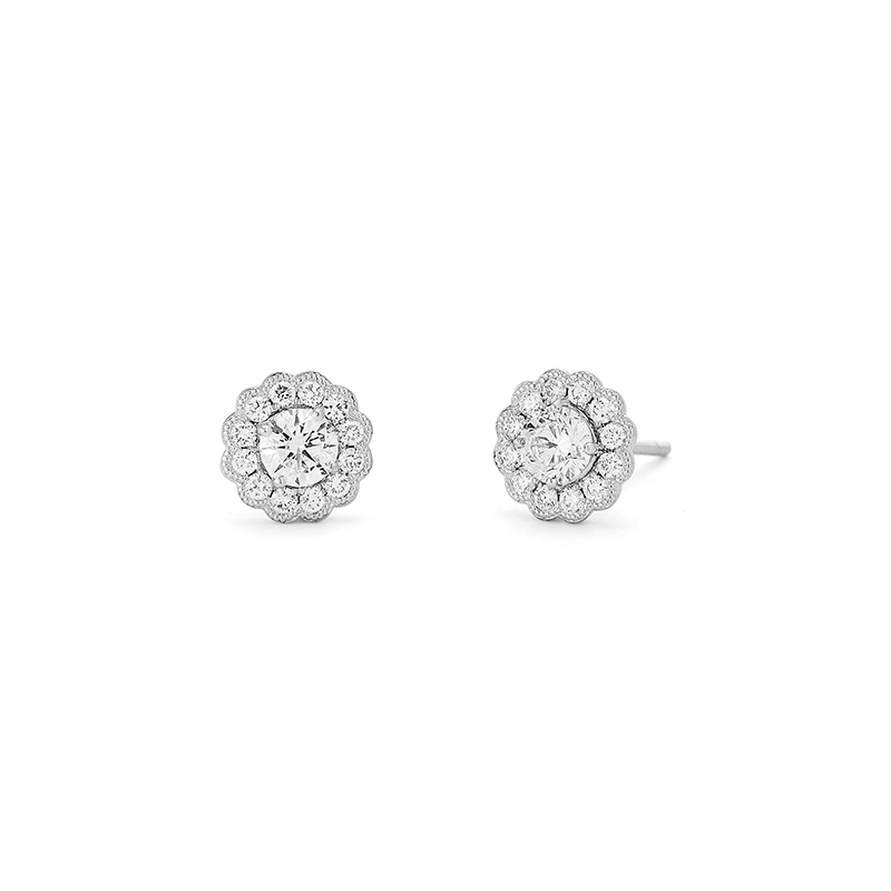 Diamond Milgrain Earrings