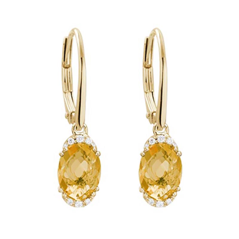 Citrine and Diamond Drop Earrings