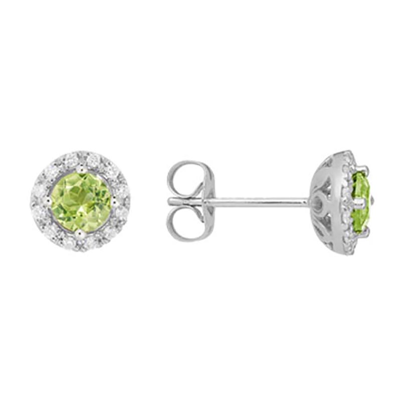 Peridot Halo Stud Earrings