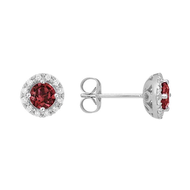 Garnet Halo Earrings