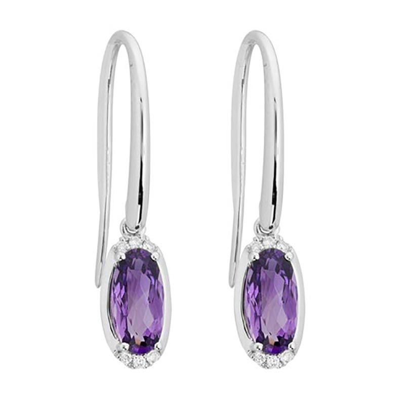 Oval Amethyst Dangle Earrings