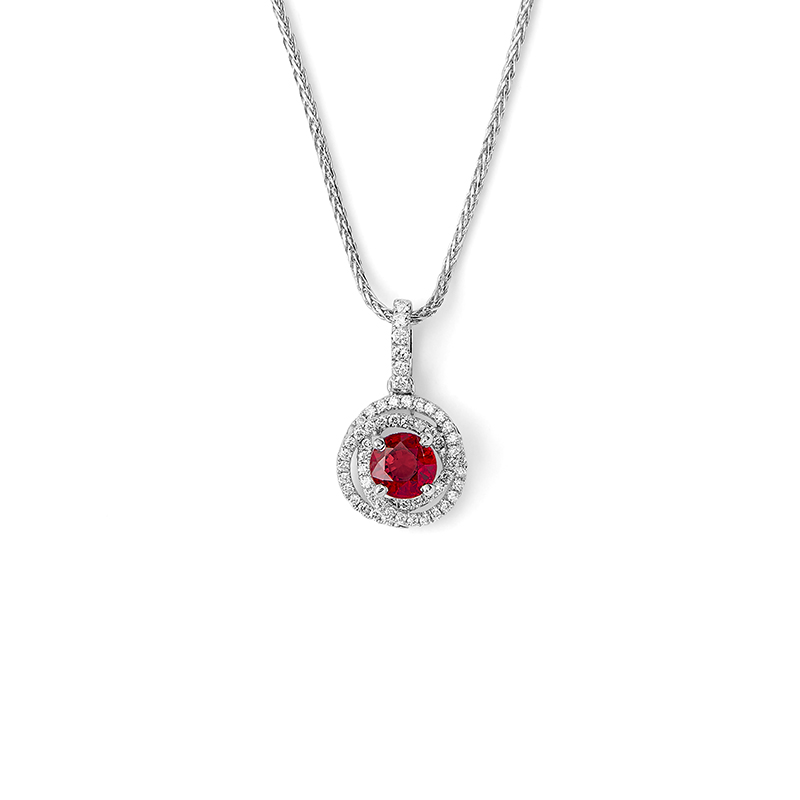 Ruby Interlocking Halo Pendant