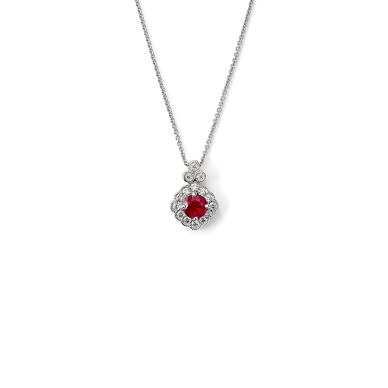 Ruby Milgrain Pendant