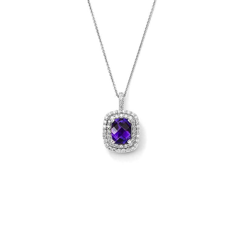 Amethyst Double Halo Pendant