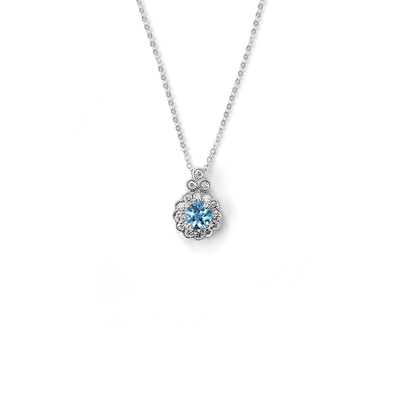 Blue Topaz Milgrain Pendant