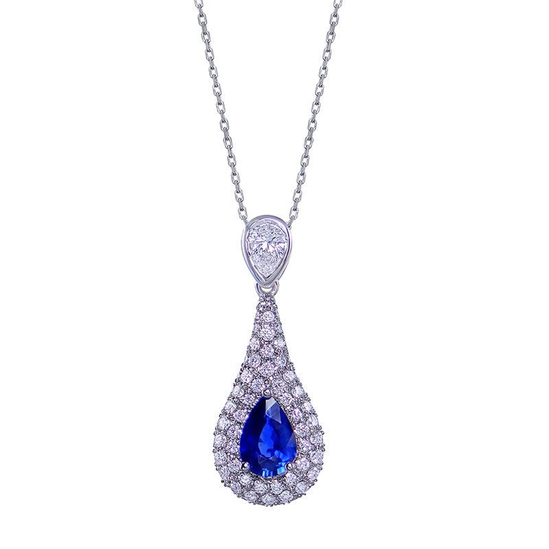 Pear Shape Sapphire Pavé Pendant