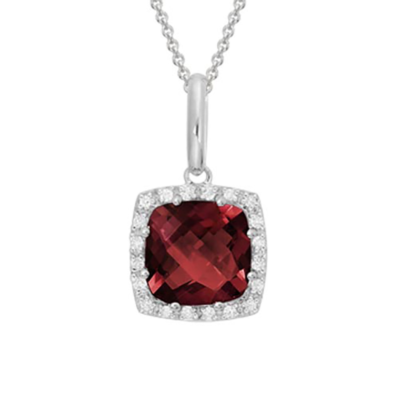 Cushion Cut Garnet Pendant