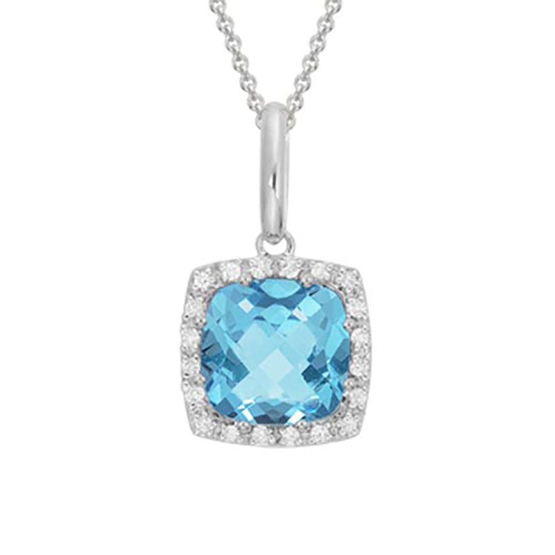 Cushion Cut Blue Topaz Pendant