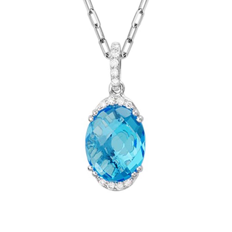 Oval Blue Topaz Pendant