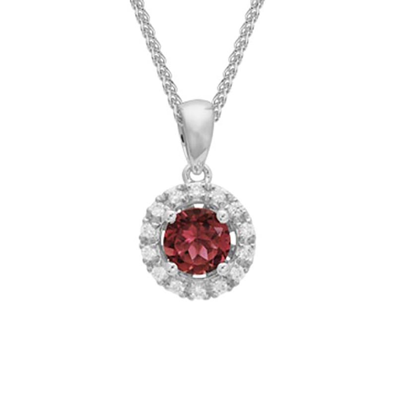 Garnet Halo Pendant