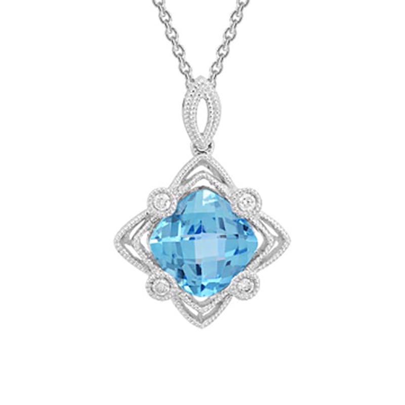 Blue Topaz Filigree Pendant