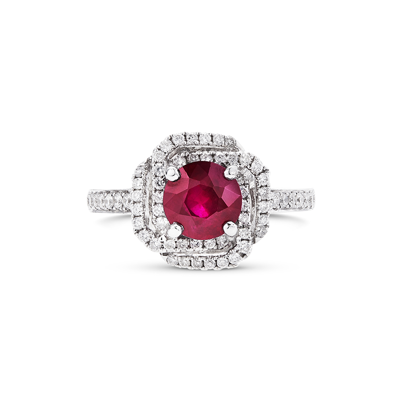 Ruby Interlocking Halo Ring