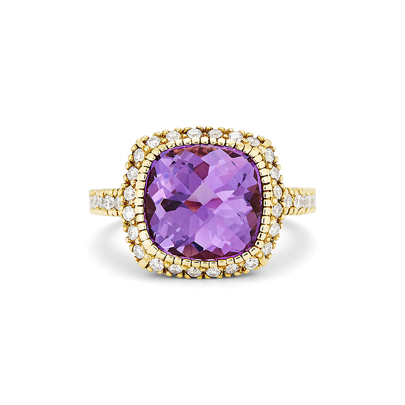 Cushion Cut Amethyst Ring