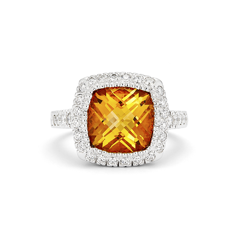 Citrine Halo Ring