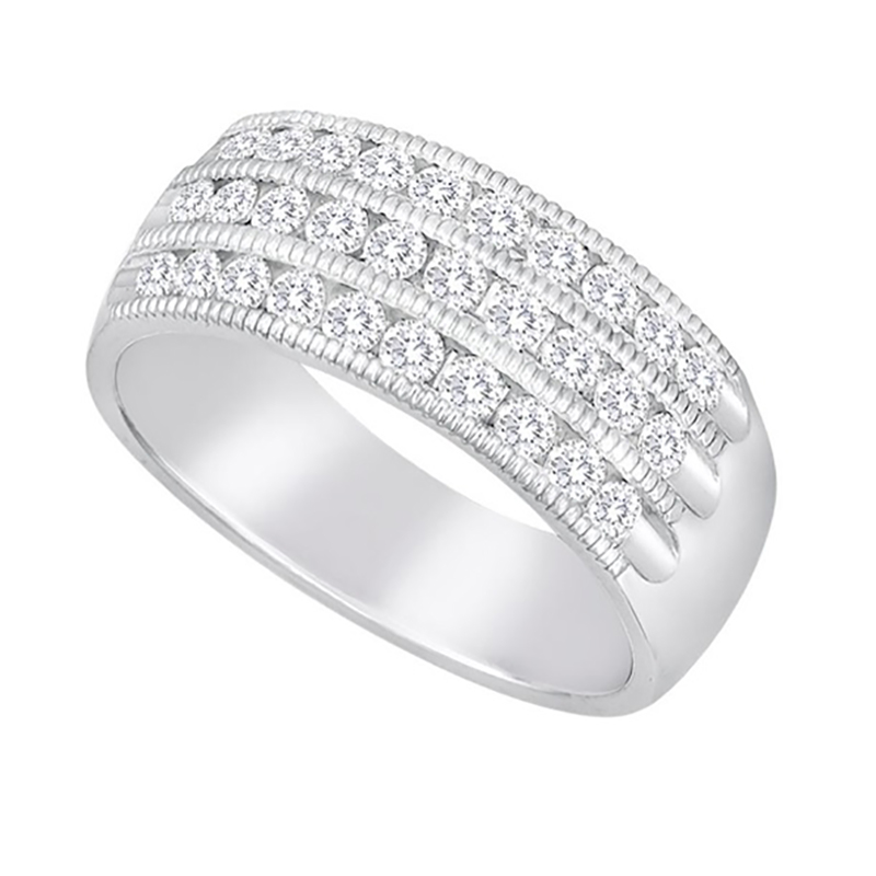 Triple Row Milgrain Diamond Ring