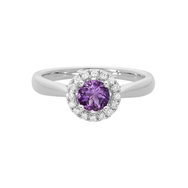 Amethyst Halo Ring