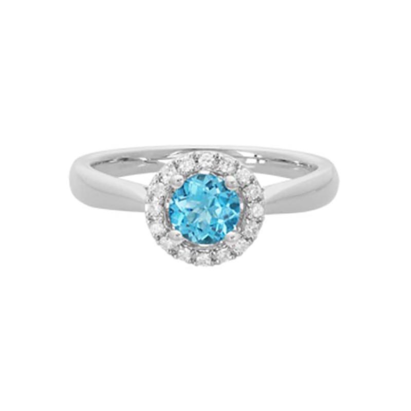 Blue Topaz Halo Ring