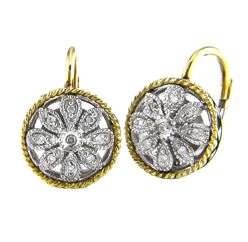 Sterling Floral Round Drop Earrings