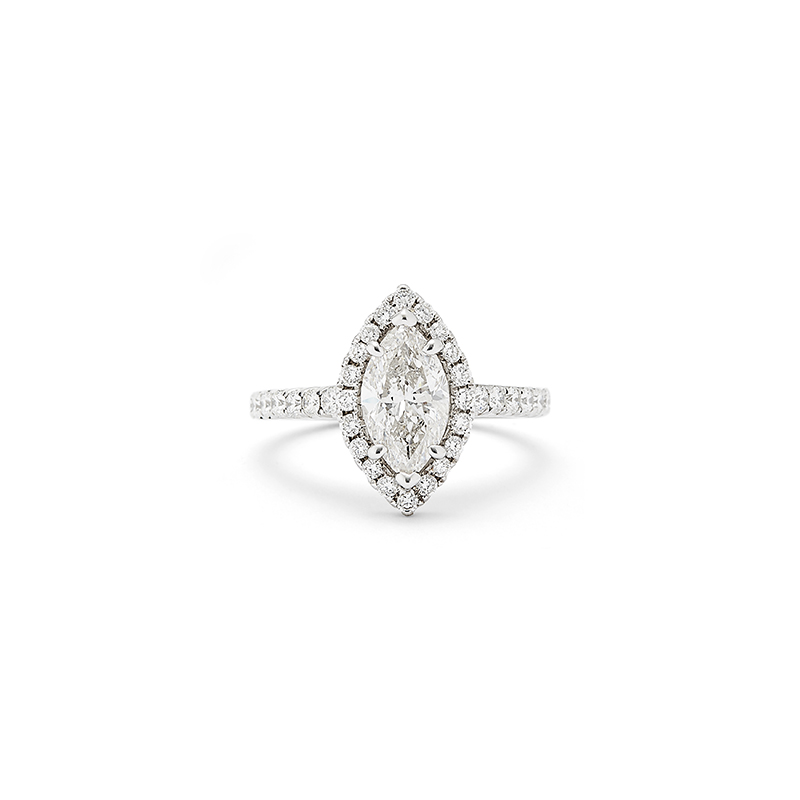 Marquise Diamond Halo Engagement Ring