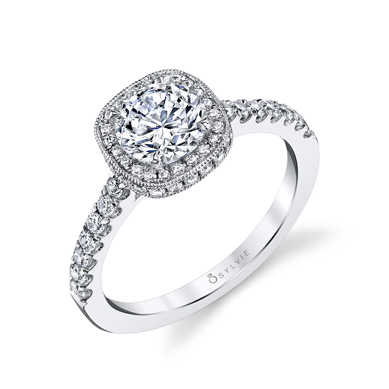 Cushion Halo Engagement Ring