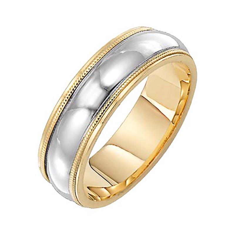 Two Tone Milgrain Wedding Band