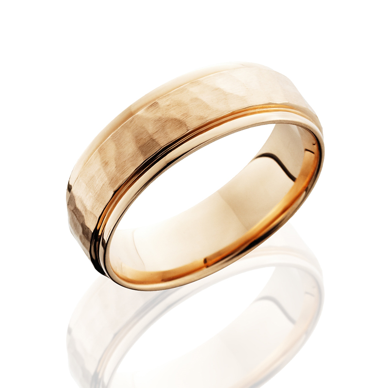 14K Rose Gold Hammered Band