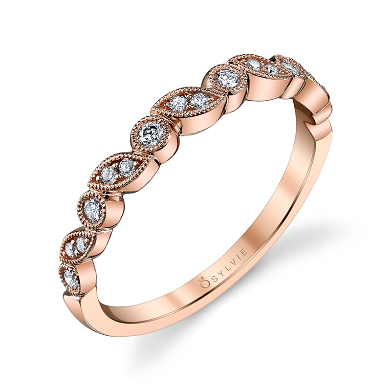 Oblique Marquise and Round Stackable Band