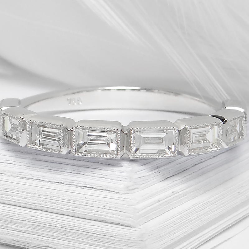 Milgrain Baguette Diamond Band