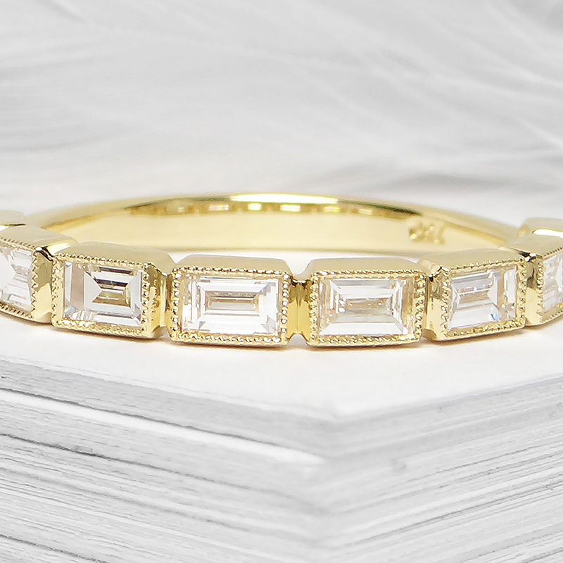 Milgrain Baguette Diamond Band