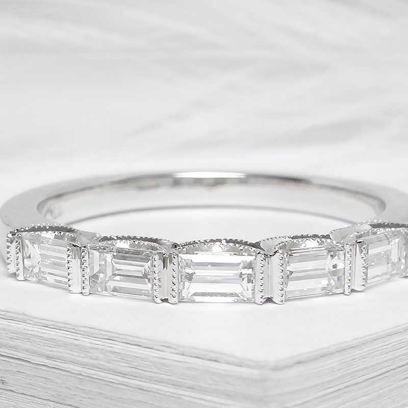 Milgrain Baguette Diamond Band