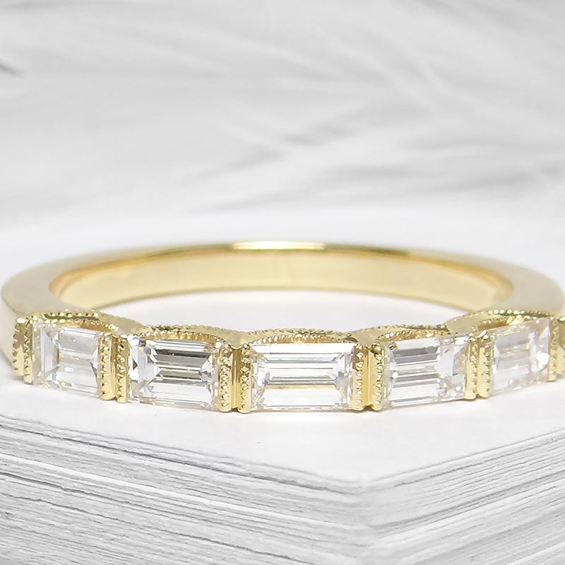 Milgrain Baguette Diamond Band