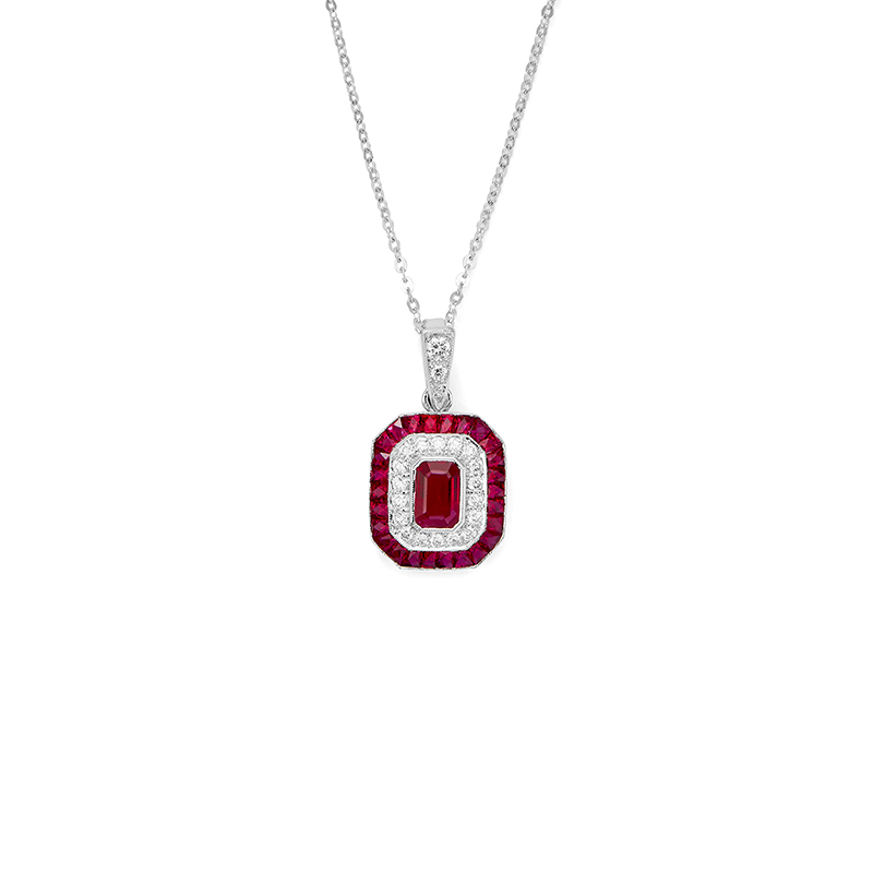 Platinum Art Deco &quot;Block O&quot; Pendant